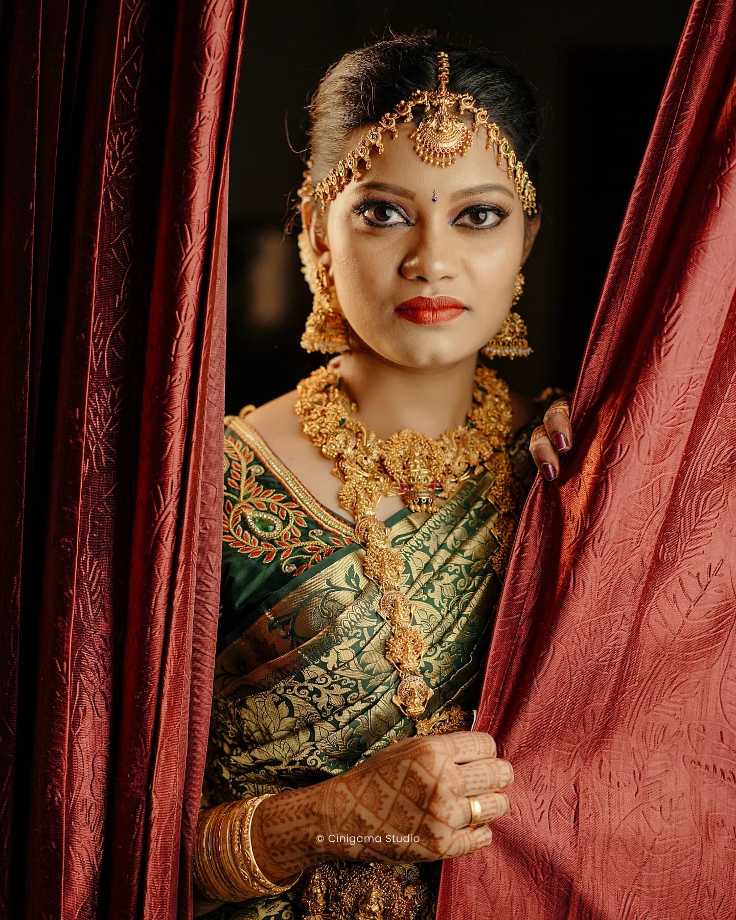 Bride portrait in regal Indian wedding attire